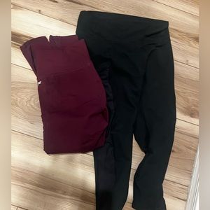 Two Fabletics capri leggings with mesh pocket size large.